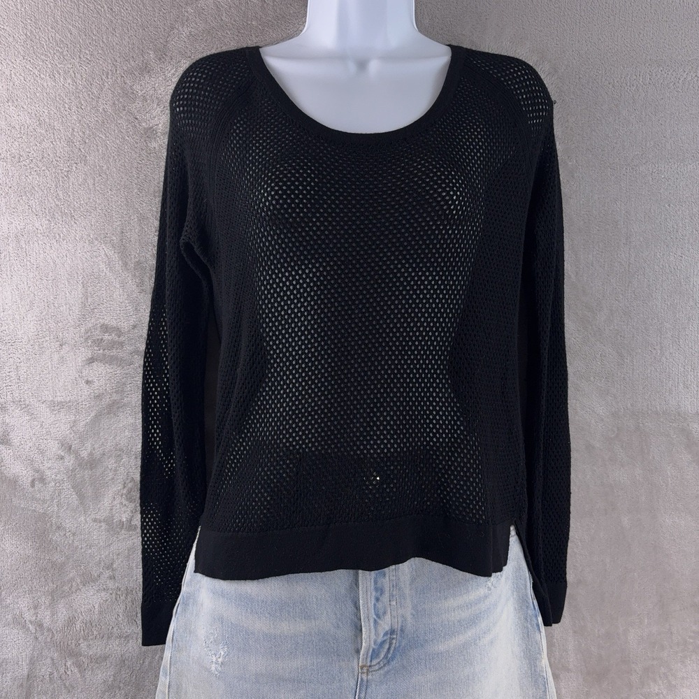 Rag & Bone Mesh Sweater Womens‎ Size XS Black Long Sleeve Top Casual Chic